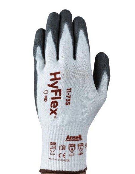 11-735 GUANTES HYFLEX REVESTIMIENTO DE POLIURETANO SIN SILICONA . LONGITUD 215-267 MM. TALLA 6-11